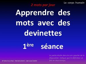 2 mots par jour Le corps humain Apprendre