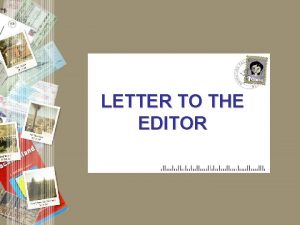 LETTER TO THE EDITOR Letter to the Editor