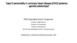Type D personality in coronary heart disease CHD