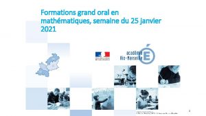 Formations grand oral en mathmatiques semaine du 25