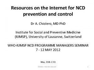 Resources on the Internet for NCD prevention and