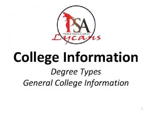 College Information Degree Types General College Information 1