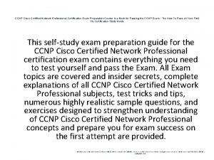 CCNP Cisco Certified Network Professional Certification Exam Preparation