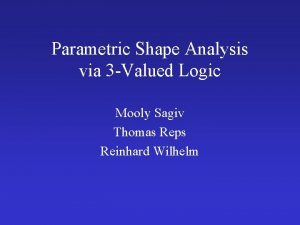 Parametric Shape Analysis via 3 Valued Logic Mooly