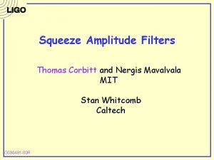 Squeeze Amplitude Filters Thomas Corbitt and Nergis Mavalvala