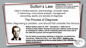 Suttons Law Occams Razor or law of parsimony