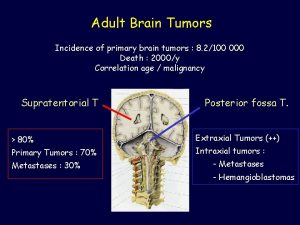 Adult Brain Tumors Incidence of primary brain tumors