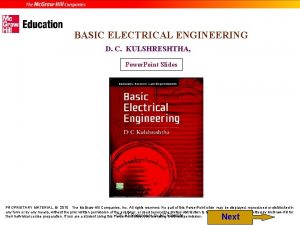 BASIC ELECTRICAL ENGINEERING D C KULSHRESHTHA Power Point