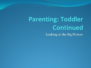 Parenting Toddler Continued Looking at the Big Picture