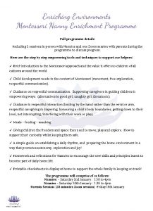 Enriching Environments Montessori Nanny Enrichment Programme Full programme