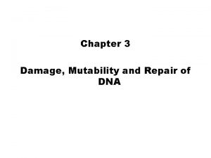 Chapter 3 Damage Mutability and Repair of DNA