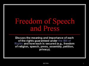 Freedom of Speech and Press Discuss the meaning