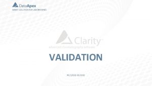 VALIDATION P 01980 D 092020 VALIDATION VALIDATION LEVELS
