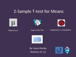 2 Sample Ttest for Means What is mu