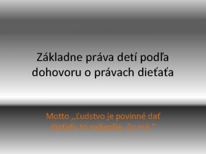 Zkladne prva det poda dohovoru o prvach dieaa