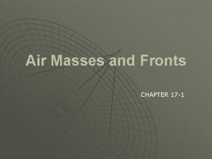 Air Masses and Fronts CHAPTER 17 1 FRONTS