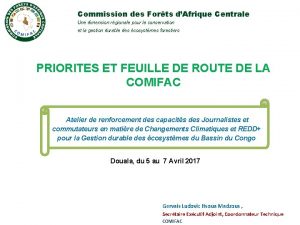 Commission des Forts dAfrique Centrale Une dimension rgionale