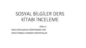 SOSYAL BLGLER DERS KTABI NCELEME KONU 2 DERS