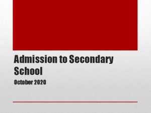 Admission to Secondary School October 2020 Woolwich Polytechnic