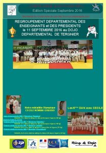 COMITE AISNE JUDO FLASH INFO Edition Spciale Septembre