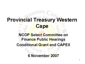 Provincial Treasury Western Cape NCOP Select Committee on