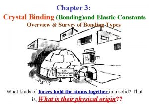 Chapter 3 Crystal Binding Bondingand Elastic Constants Overview