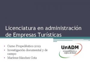 Licenciatura en administracin de Empresas Tursticas Curso Propedutico