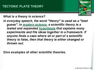 TECTONIC PLATE THEORY What is a theory in