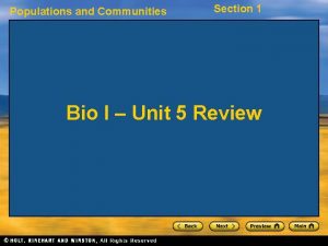 Populations and Communities Section 1 Bio I Unit