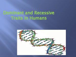 Dominant and Recessive Traits in Humans There are