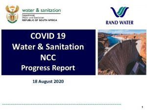 COVID 19 Water Sanitation NCC Progress Report 18