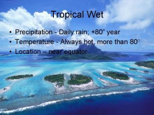 Tropical Wet Precipitation Daily rain 80 year Temperature