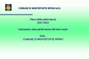 COMUNE DI MONTEFORTE IRPINO AV Piano della performance