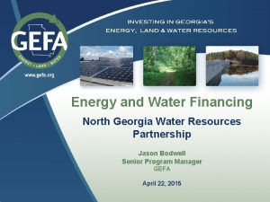 Energy and Water Financing North Georgia Water Resources