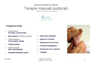 Serate informative El Morya Terapie manuali posturali 1