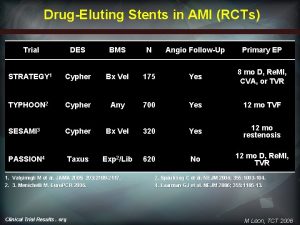DrugEluting Stents in AMI RCTs Trial DES BMS