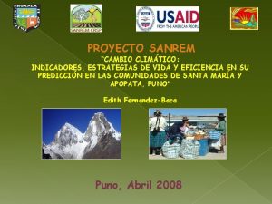 PROYECTO SANREM CAMBIO CLIMTICO INDICADORES ESTRATEGIAS DE VIDA