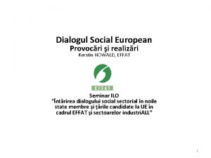 Dialogul Social European Provocri i realizri Kerstin HOWALD