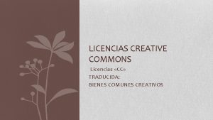 LICENCIAS CREATIVE COMMONS Licencias CC TRADUCIDA BIENES COMUNES