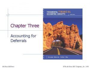 Chapter Three Accounting for Deferrals Mc GrawHillIrwin The