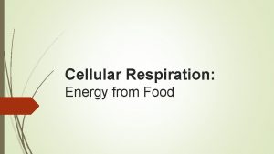 Cellular Respiration Energy from Food Defining Cellular Respiration