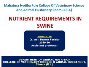 Mahatma Jyotiba Fule College Of Veterinary Science And