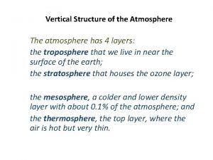 Vertical Structure of the Atmosphere The atmosphere has