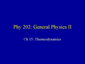 Phy 202 General Physics II Ch 15 Thermodynamics