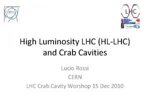 High Luminosity LHC HLLHC and Crab Cavities Lucio