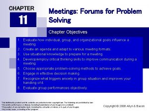 CHAPTER 11 Meetings Forums for Problem Solving Chapter