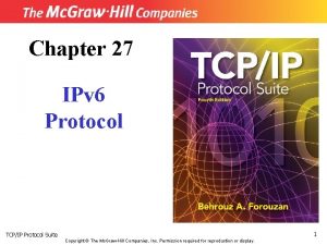 Chapter 27 IPv 6 Protocol 1 TCPIP Protocol