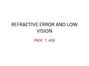 REFRACTIVE ERROR AND LOW VISION PROF T ADE