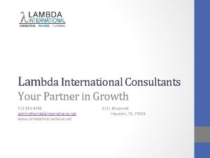 Lambda International Consultants Your Partner in Growth 713