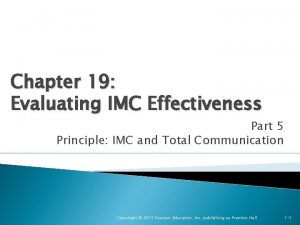 Chapter 19 Evaluating IMC Effectiveness Part 5 Principle